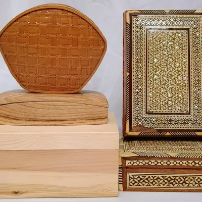 Wooden Trinket Boxes w/ Inlaid Mother of Pearl