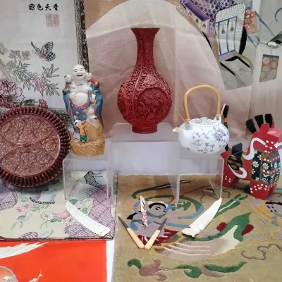 Assorted Vintage Asian Art, Textiles & Decorative Collectibles