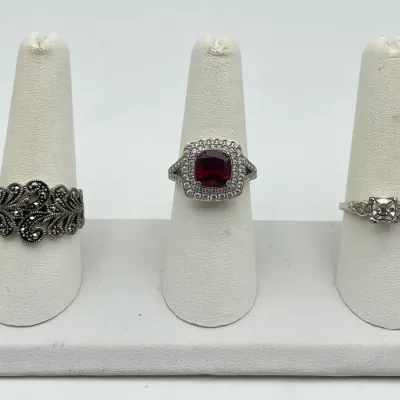 Sterling Silver and 18K HGE Fashion Rings Sizes 7, 8.5 &9.5