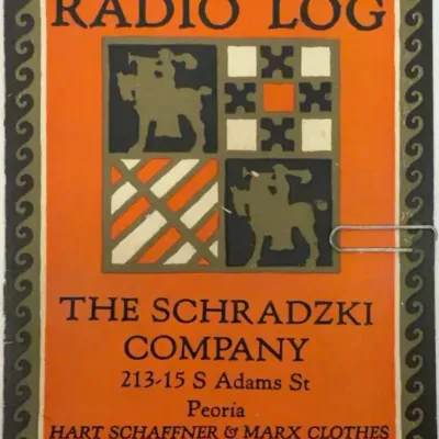 c.1920s Schradzki Co. Peoria Radio Log Card & Broadcasting Station Directory