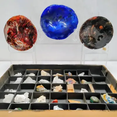 Earth & Cosmos: Glass Half-Orbs with Mineral Display