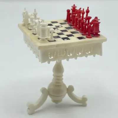 Vintage Asian Carved Miniature Chess Table 