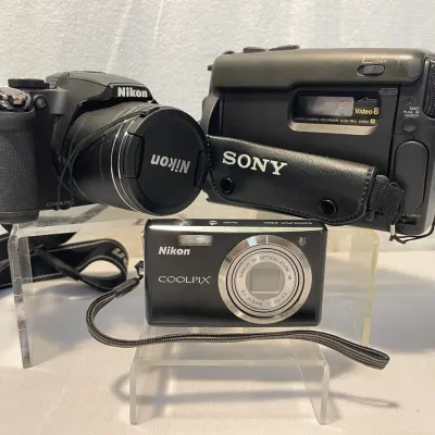 Vintage Digital & Analog Cameras: Nikon COOLPIX P510, COOLPIX S560, & Sony Handycam CCD-TR5