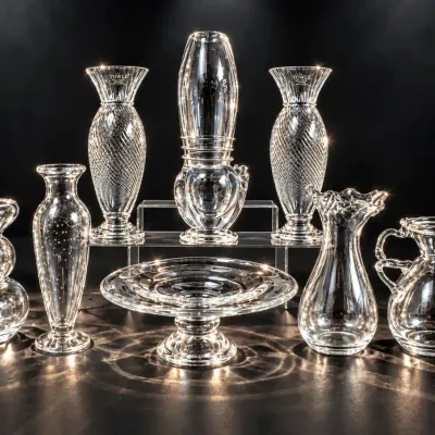 Towle Austrian Lead Crystal & Signed Studio Art Glass Vases