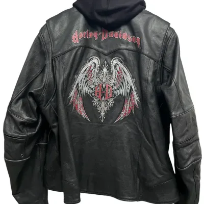 Harley-Davidson Women's 3-in-1 Leather Motorcycle Jacket Winged Plus Size 3W