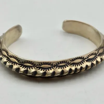 Vintage Sterling Signed RH 'Ronnie Hurley Navajo' Cuff 