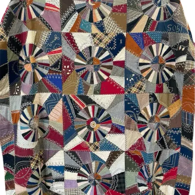 Antique 1905 Crazy Quilt 81x75” 