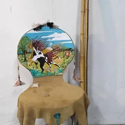 Native American Style Hand-painted Accent Chair 