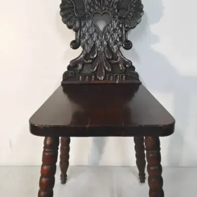 Vintage Hand-Carved "Brettstuhl" Side Chair 
