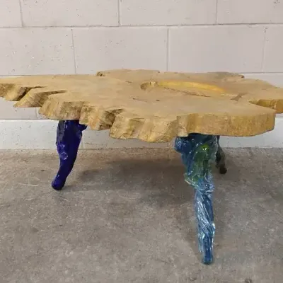 Custom Live Edge Slab Coffee Table 