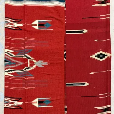 Vintage Southwestern Geometric Flat-Woven Wool-Blend Tapestry Wall Hangings 