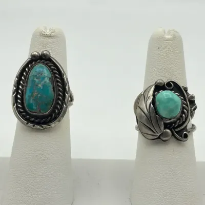 Artisan Silver Turquoise Rings Sizes 5.5 & 7