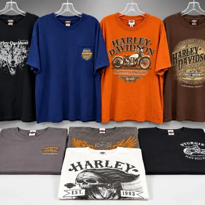 (8) Official Harley-Davidson T-Shirts – Men’s 2XL – 100% Cotton - Sturgis, Vintage & Dealer Designs