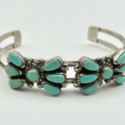 ZUNI Turquoise Cuff Signed Bill & Lou