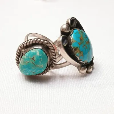 Artisan Turquoise & Sterling Rings / Sizes 3.5 & 5