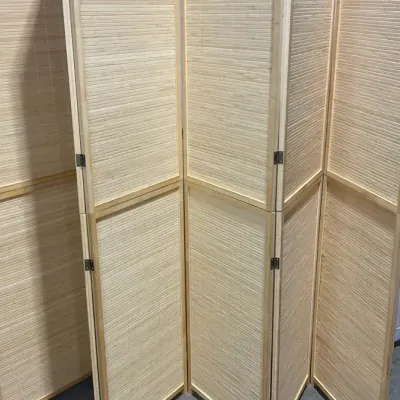 Bamboo Folding Room Divider Screen, 4 Panel Natural Slat Privacy Screen