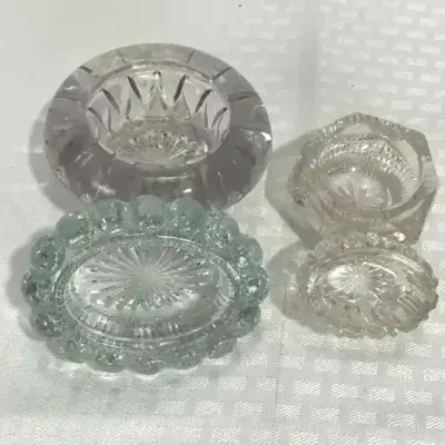 Pressed Glass Salt Cellars & Master Salts, Clear & Aqua EAPG