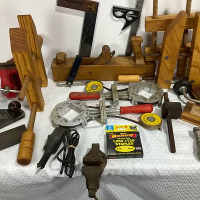 Woodworking Hand Tools, Wood Handscrew Clamps, Band Clamps, Hand Plane & Vise