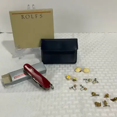 Rolfs Leather Wallet, Victorinox Swiss Army Knife & Costume Jewelry