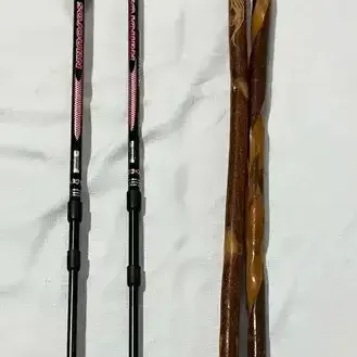 Trekking Poles with Cork Grips & Natural Wood Hiking Walking Sticks