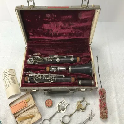 Antique Clarinet with Hard Case, Marching Lyres & Accessories