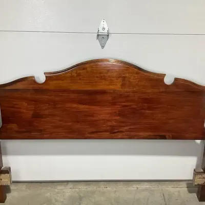Queen Size Wood Headboard with Rails, Mattress & Box Spring, Cherry Finish Bed