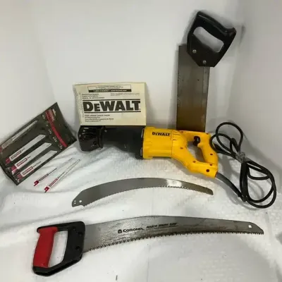 DeWalt Corded Reciprocating Saw with Blades & Manual, Pruning Saw & Hand Saw