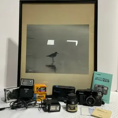 Canon Sure Shot Prima, Ansco Pix Panorama, Vivitar 2600 Flash & Kodak Film
