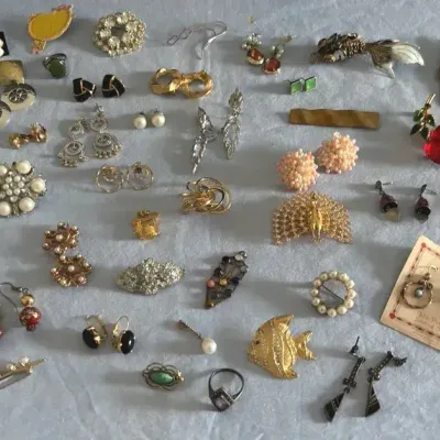 Jewelry Mix - Pins, Earrings, Pendants - Some Silver, Some Vintage