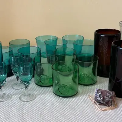 Pair Of Jan Barboglio Glasses And Other Green/Aqua Barware