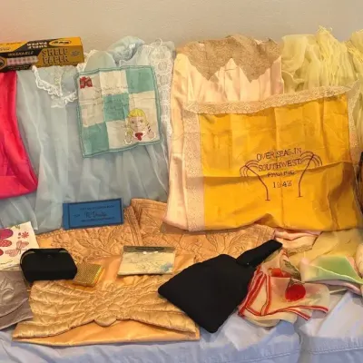 Ladies Vintage Sleepwear, Scarves, Towels, Purse And More