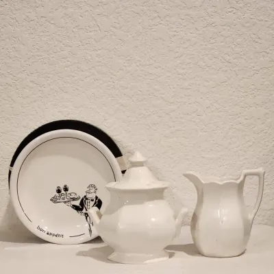 Cream & Sugar Set Plus Dessert Plate Set