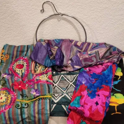 6 Scarves Plus Hanger - Various Brands & Sizes