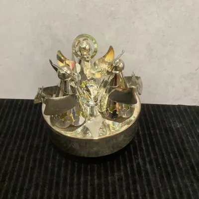 Silver Plate Musical Box Featuring Three Rotating Angels