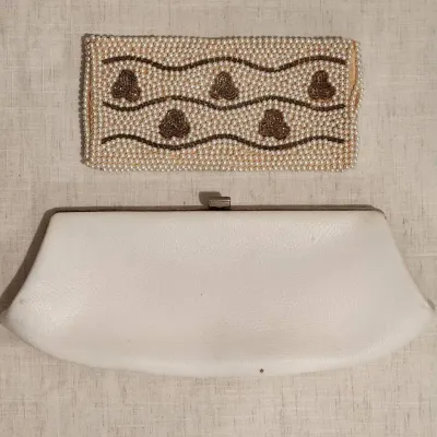 Vintage - 2 White Clutch Purses 