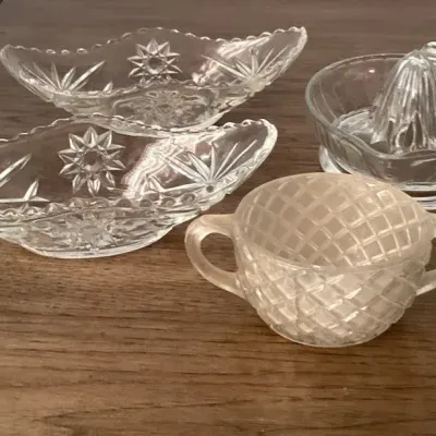 One Anchor Honking Clear Open Sugar Bowl Oval One Clear Pressed Cut Glass Juicer Two Anchor, Hocki