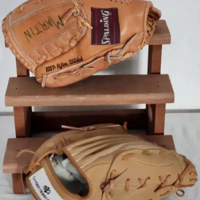 Round Rock Express Autographed Baseball Glove + Spalding Glove — Sporting Goods Set of 2