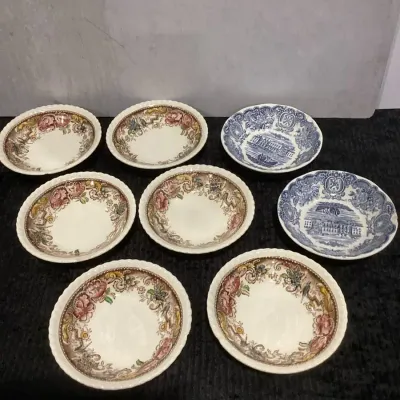 Johnson Brothers Devonshire Small Bowls & English Blue and White Transfer Ware Dish