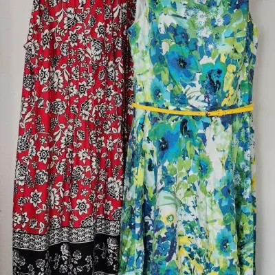 Women’s Sleeveless Floral Dresses — Set of 2, Very Good Condition