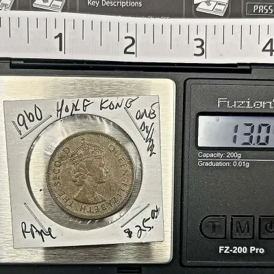 Sale Photo Thumbnail #24: 1960 Hong Kong One Dollar Queen Elizabeth II British Colonial Coin