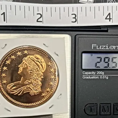 Sale Photo Thumbnail #41: 1 AVDP oz .999 Fine Copper Round Liberty Bust Heraldic Eagle United States of America