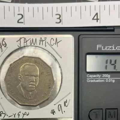 Sale Photo Thumbnail #89: 1975 Jamaica 50 Cents Marcus Garvey Centennial Commemorative Coin