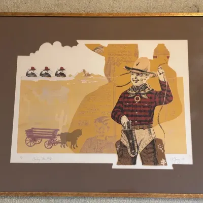 Limited-Edition Signed Lithograph, 1973, Cowboy "Tom Mix"
