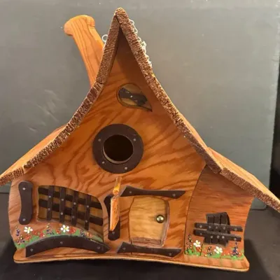 Whimsical Hand-Made Wooden Birdhouse
