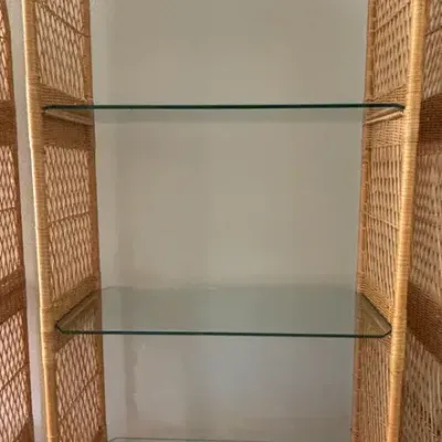 Vintage Arched Wicker Bookcase