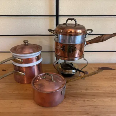 Copper Double Boilers And Sauce Pan