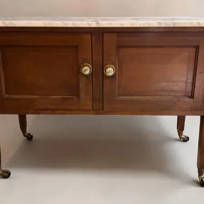 Vintage Mahogany Console Cabinet W/ Loose Marble Top