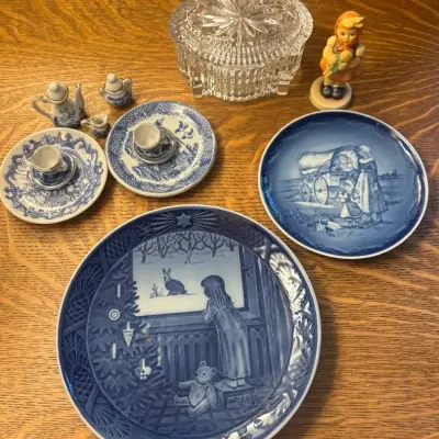 Royal Copenhagen Collector Plates, Miniature Tea Set, Waterford Music Trinket Box