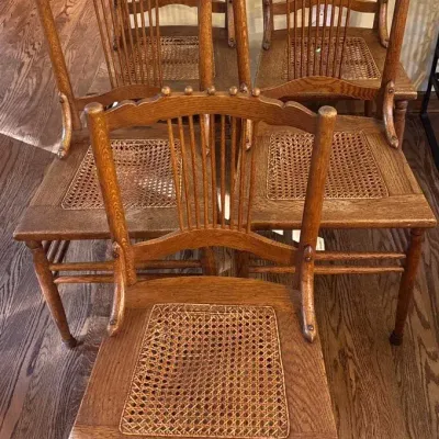 Antique Oak Chairs With Cane Seats