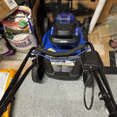 Kobalt 40V Max cordless battery-powered push lawn mower in blue and black finish.